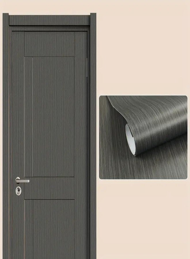 HAPPYMATES ورق جدران لاصق ذاتي من هابي ميتس، مثالي لتجديد الأبواب القديمة، مقاوم للماء والزيوت، مصنوع من فينيل PVC، ورق جدران للتجديد والديكور. (خشب محروق، 60 × 121 سم) - Image 5